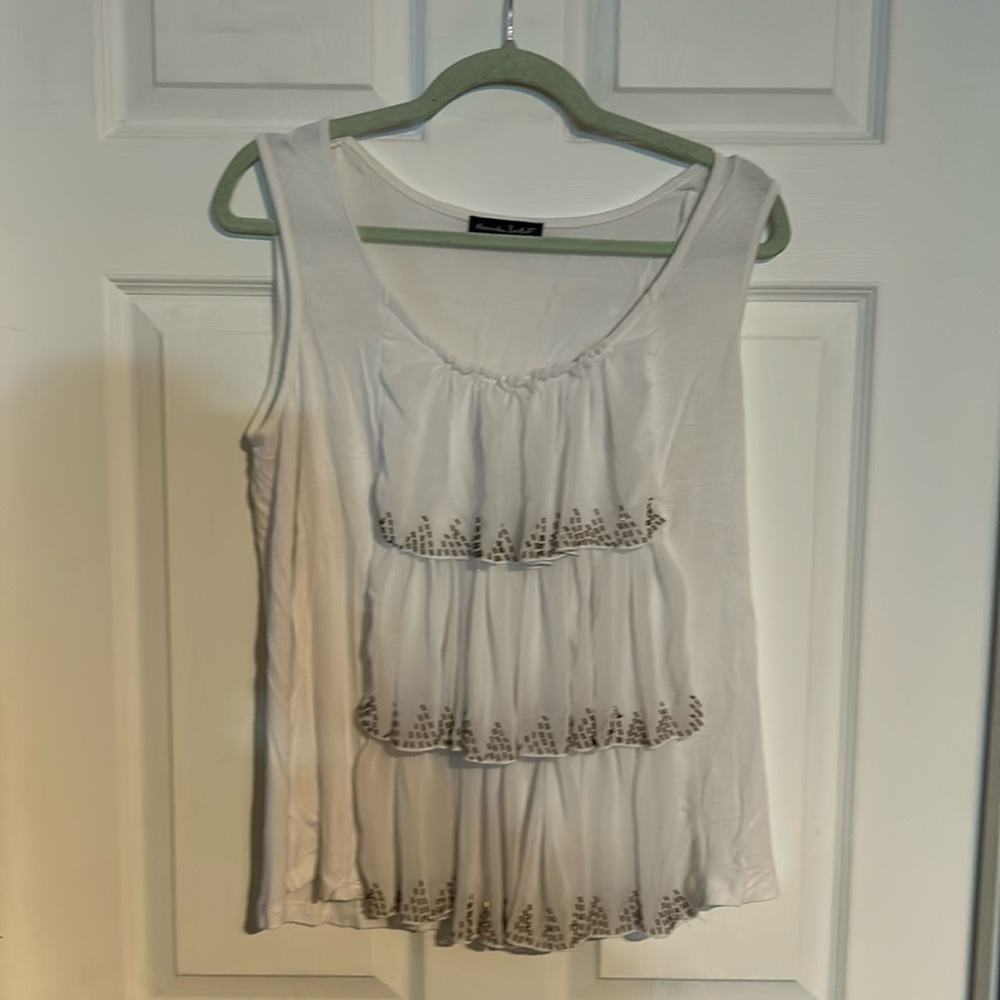 XL Alexandra Bartlett cream Tank with bead embellishment
